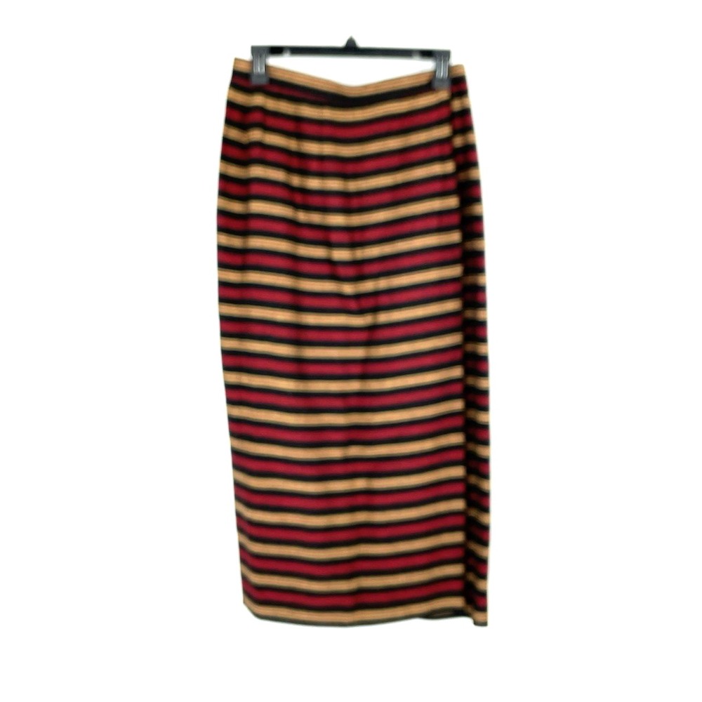 Vintage 90s Jones New York Women's Size‎ 10 Striped Linen Wrap Skirt Lined